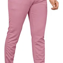 combraided Men Regular Fit Pink Lycra Blend Trousers image 3