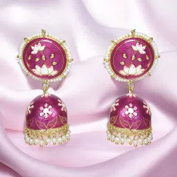 Nilu's Collection Brass-Plated Dome Shaped Jhumkas-picture-26