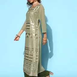 Anouk Women Green Georgette Kurta Sets image 4
