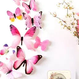 INDIAN ROYALS Pink & Black 3D Butterflies Self Adhesive Wall Sticker-image-18