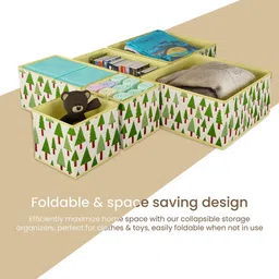 Kuber Industries Cream-Coloured 12 Pieces Tree Printed Cotton Drawer Organizer for Socks image 4