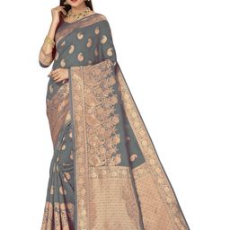 Maroosh Floral Zari Silk Blend Banarasi Saree-picture-43