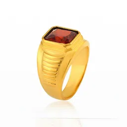 dzinetrendz Brass Goldplated Faux Ruby finger ring image 4