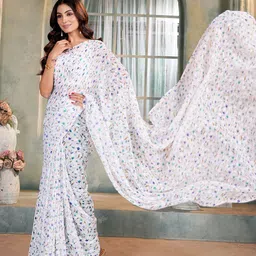 Garden Vareli Ethnic Motifs Print Brasso Saree image 5