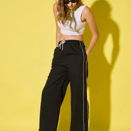 DIMPY GARMENTS Women Relaxed High-Rise Easy Wash Trousers image 3