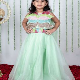 Li'l Angels Girls Embroidered Thread Work Ready to Wear Lehenga &-picture-17