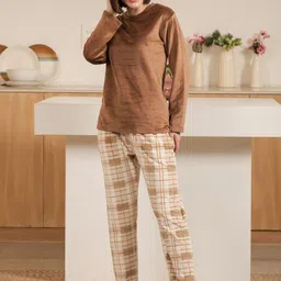 KIZA Women Solid Round Neck Top & Pyjama Night Suit-image-31