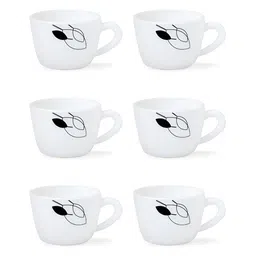 Larah by BOROSIL Shadow White & Black 6 Pieces Geometric Printed Matte Cups 140ml image 3