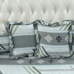 Luxmi Cotton Fabrics Grey & Off White 5 Pieces Geometric Printed Square Cushion Covers image 3