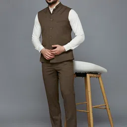 ESSAS club Self Design Mandarin-Neck Nehru Jacket image 4