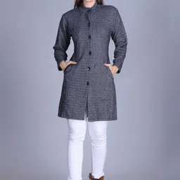 AREEMAS Women Suede Longline Padded Jacket-picture-17