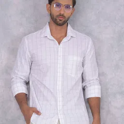Crimsoune Club Men Smart Spread Collar Checked Cotton Slim Fit Casual Shirt-image-71