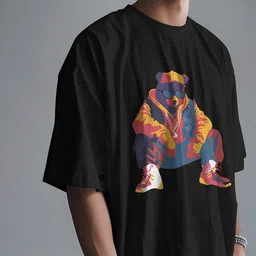 SENO TEX Printed Oversized Cotton Drop-Shoulder Sleeves T-shirt image 2