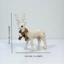 Ascension 2Pcs White & Green Christmas Reindeer Figurines Elegant Deer Set image 3