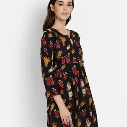 SAHORA Floral Print Block Print Cotton Empire Longline Top image 3