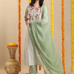 Anni Designer Floral Embroidered Straight Kurta With Trouser & Dupatta-picture-35