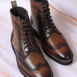 MILLE DOLLARI Men Leather Round Toe Biker Boots-image-4