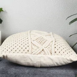 HOMADORN Off White Set of 2 Ethnic Motifs Square Cushion Covers image 2