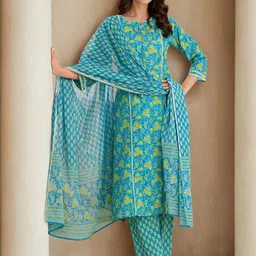 SKYLEE Women Floral Printed Kurta with Trousers & Dupatta-image-58