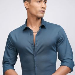 LOCOMOTIVE Men Slim Fit Cutaway Collar Solid Cotton Formal Shirt-picture-16
