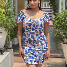 TANDUL Women Floral Printed Puff Sleeve Bodycon Dress-picture-9
