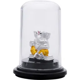 lezilver Silver Vinayaka idol Gift Items for Study room /Dashboard Decorative Showpiece - 4 cm image 2