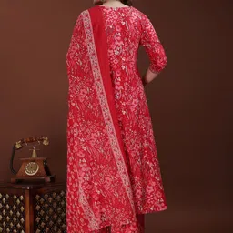 KALINI Women Ethnic Motifs Printed Regular Sequinned Pure Cotton Kurta with Palazzos & With Dupatta image 4