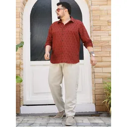 Instafab Plus Men Textured Comfort Casual Shirt image 5