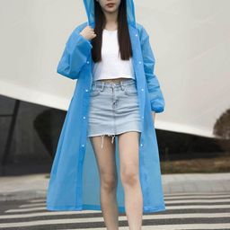 Infispace Hooded Breathable Waterproof Long Rain Jacket-picture-32