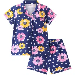 Honeyhap Girls Printed Shirt Collar Night Suit-image-59