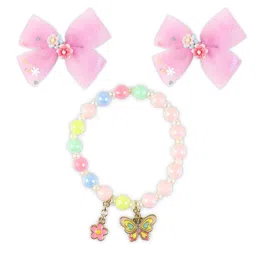 asthetika kids Asthetika Girls Set of 3 Embellished Hair Accessory With Charm Bracelet image 3
