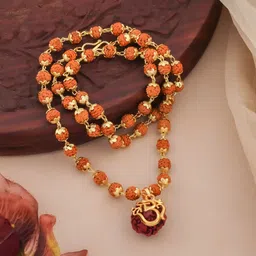 eivaa Om Rudraksh Locket with Rudraksh Mala Gold-plated Brass, Wood Locket-picture-38