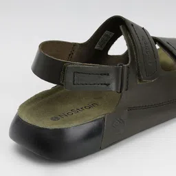 nostrain Back Strap Leather Sandals in Olive Green color for men. image 2
