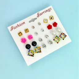 Balasundri Set of 12 Mix Design Casual Simple Ear Studs-picture-34