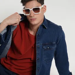 Voi Jeans Men Slim Fit Denim Casual Shirt-image-2
