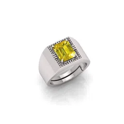 RRVGEM 4.25 KT Yellow Sapphire Pukhraj Silver Plated Unheated Untreated Ring image 2