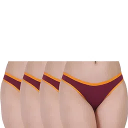 ORLIZEA Pack of 4 Women Low-Rise Cotton Blend Thongs-picture-40