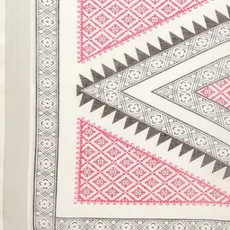 SSHAGUN LIFESTYLE White Printed Ikkat Linen Saree image 2