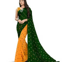 Moda Rapido Women Polka Dots Printed Poly Georgette Saree-picture-15