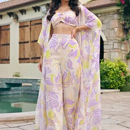 Ordinaree Printed Top With Palazzos & Shrug Co-ords image 4