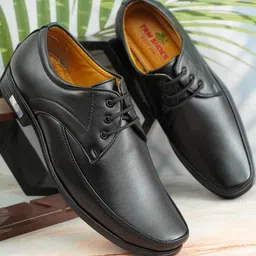 TRM Men Black Solid Formal Shoes image 4