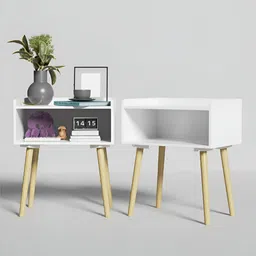 Kuber Industries 2-Pcs White Wooden Bedside Table-picture-25