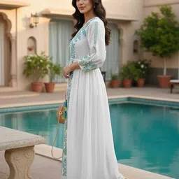 ZUMMER Floral Embroidered Fit & Flare Maxi Dress image 3