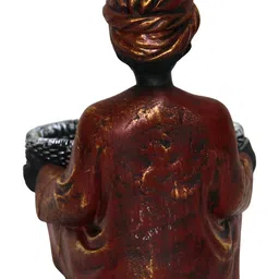 MISS PEACH Brown 7 Silver Toned Storage Man Showpiece image 5