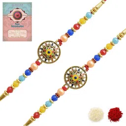 MEIRA JEWELLERY 2-Pcs Rakhi With Greeting Card & Roli Chawal-picture-22