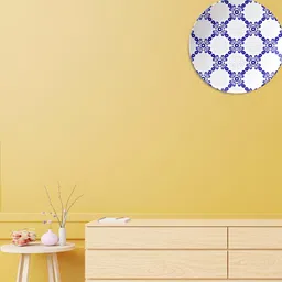 THE QUIRKY HOME Blue & White Tiles Round Charger Printed Ceramic Wall Plates-picture-35