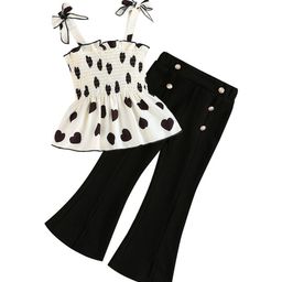 StyleCast x Revolte Girls Polka Dot Printed Shoulder Strap Smocked Top With Trousers-picture-32