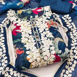 KALINI Embroidered Organza Unstitched Dress Material-picture-12