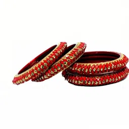 Raj world Red Glass Artificial Stones Bangle image 2