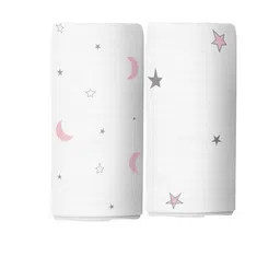 The White Cradle Infants Set Of 2 Printed Pure Organic Cotton Swaddles-picture-22